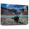 Large abstract wall art of an Asian scenery in Nepal, rendered in muted earth tones on acrylic glass.