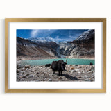 Extra large wall art featuring an abstract textured print of a Nepalese landscape in gold hues, ideal for living room decor.