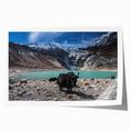 Extra large rolled print of a serene Nepalese landscape with lush floral foreground, ideal for dining room wall art.