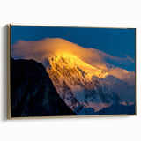 Framed canvas featuring a vintage-style landscape painting of a Pakistani scenery in gold and black tones.