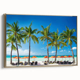 Framed canvas featuring a vintage-style landscape painting of a Philippine scenery in muted gold and black tones.