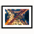 Extra large abstract art print of Bangkok skyline in vibrant colors on a textured canvas, ideal for living room decor.
