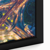 Black wall art featuring a textured, colorful Bangkok skyline on extra large framed canvas, ideal for living room decor.