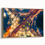 Framed canvas wall art depicting a vintage-style Bangkok landscape in black and gold tones, ideal for bedroom decor.