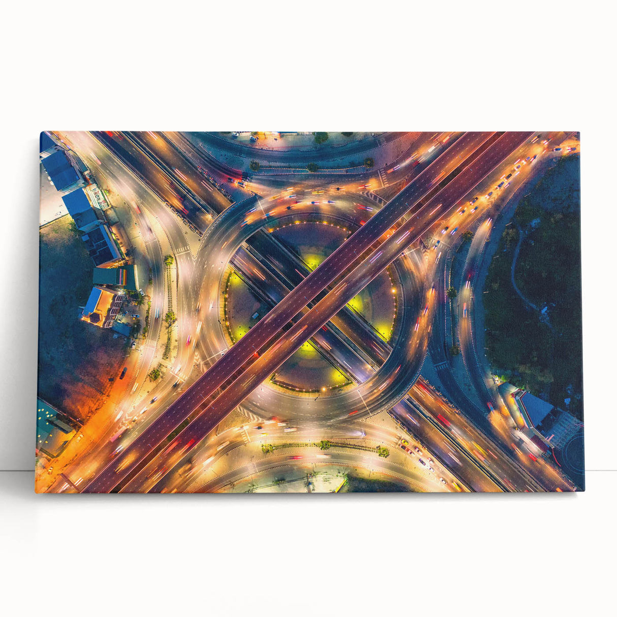 Black and white stretched canvas of Bangkok skyline, large art ideal for kitchen wall art or bedroom ambiance.