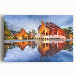 Large black and white stretched canvas of a Thai landscape, ideal for kitchen wall art.