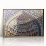 Large art print of a Turkish landscape in gold and green tones on a framed acrylic, ideal for modern art wall decor.