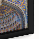 Extra large framed canvas featuring a textured, colorful depiction of a Turkish landscape, ideal for living room decor.