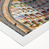 Art deco poster featuring a vintage Turkish landscape in muted earth tones on rolled canvas, suitable for dining room decor.