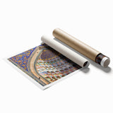 Extra large rolled print featuring a floral art design from Turkey, using pastel shades.