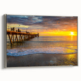 Vintage poster art of Adelaide scenery in colorful hues on a large framed canvas, ideal for living room decor.