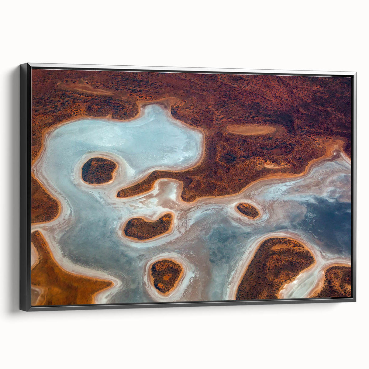 Black and white framed canvas of Queensland landscape, ideal for bedroom wall art in vintage poster style.