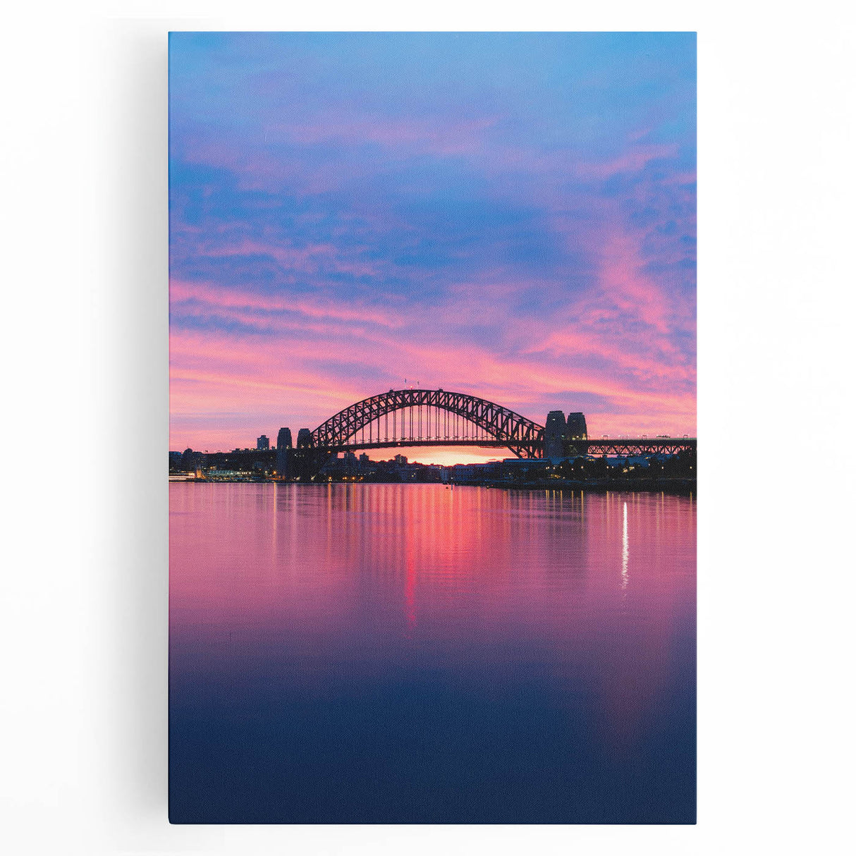 Black and white photograph of Sydney skyline on large stretched canvas, ideal for kitchen wall art or bedroom decor.