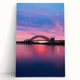 Black and white stretched canvas of Sydney skyline, ideal for kitchen wall art.