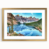 Extra large abstract art print of Alberta scenery in gold frame, featuring textured brush strokes in earthy tones.