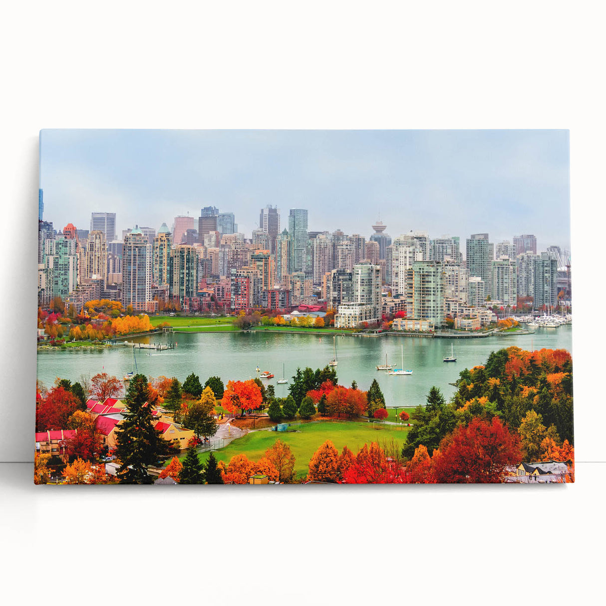 Black and white photograph of British Columbia landscape on stretched canvas, ideal for kitchen wall art.