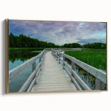 Framed canvas depicting a vintage-style landscape of New Brunswick, featuring muted earth tones, ideal for bedroom wall art.
