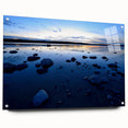 Large abstract wall art of the Northwest Territories on acrylic glass, in cool blue and gray tones.