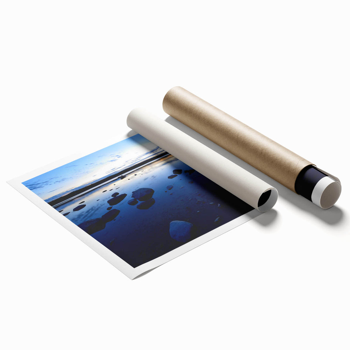 Scenic view of Northwest Territories in muted earth tones on a rolled canvas, ideal for classy bathroom wall art.