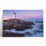 Black and white photograph of Nova Scotia scenery on a stretched canvas, ideal for kitchen wall art.