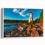 Vintage poster art of Ontario, Canada on extra large framed canvas, featuring colorful imagery and black borders.