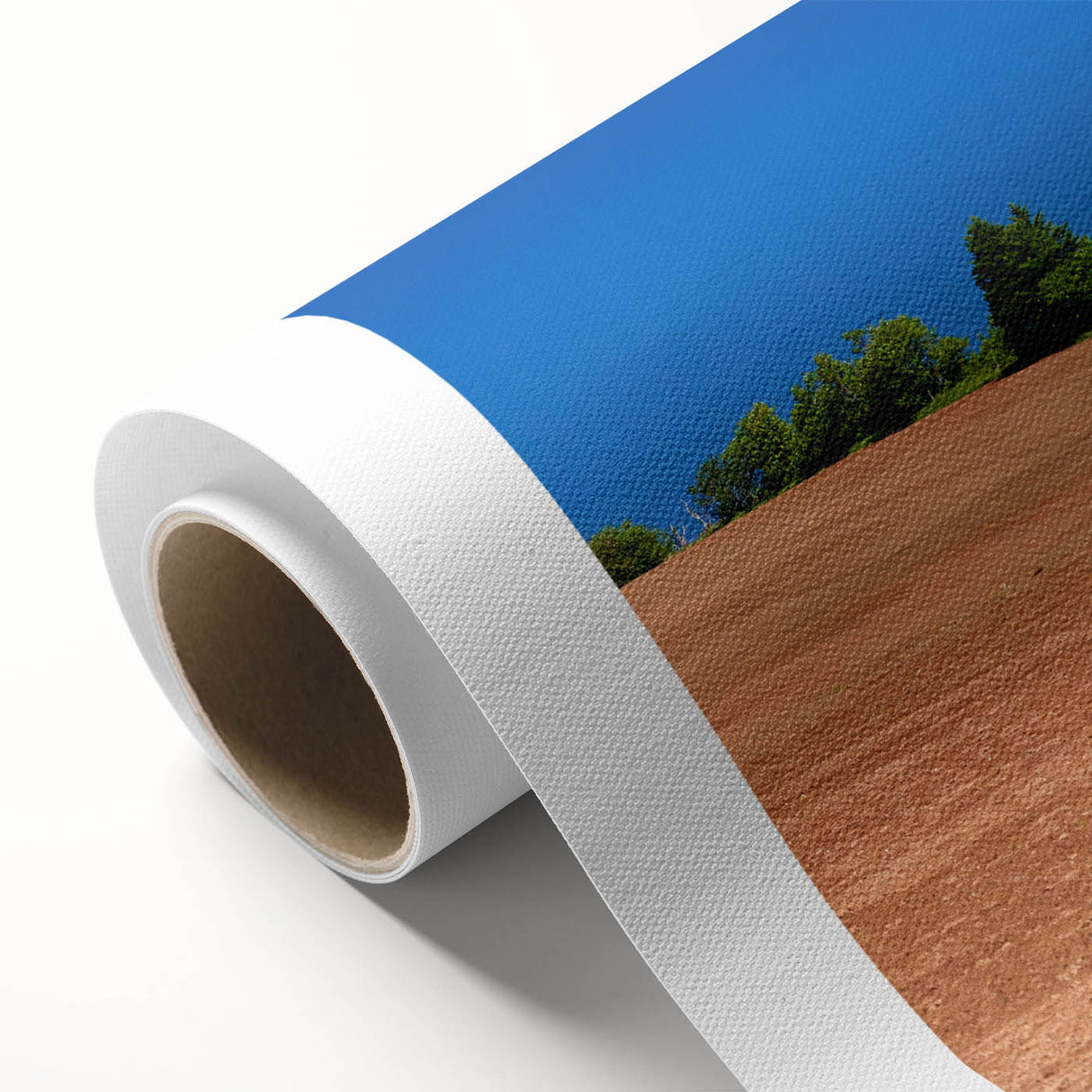 Art deco poster of Prince Edward Island landscape in soft pastel shades on rolled canvas, ideal for nursery wall art.