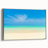 Framed canvas featuring a vintage Caribbean landscape in vibrant colors, ideal for adding a pop of color to any room.