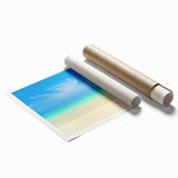 Extra large rolled print depicting vibrant Caribbean scenery with lush florals, ideal for classy bathroom wall art.