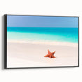 Framed canvas featuring a black and white vintage poster of the Caribbean Bahamas landscape, ideal for bedroom wall decor.