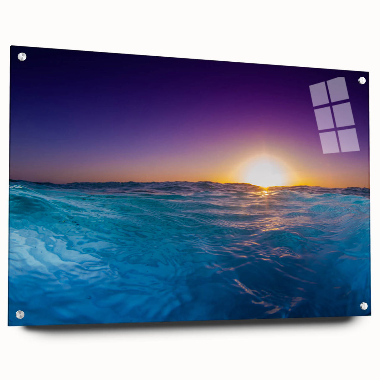 Large abstract wall art of Caribbean scenery on acrylic glass, ideal for bedroom or dining room decor.