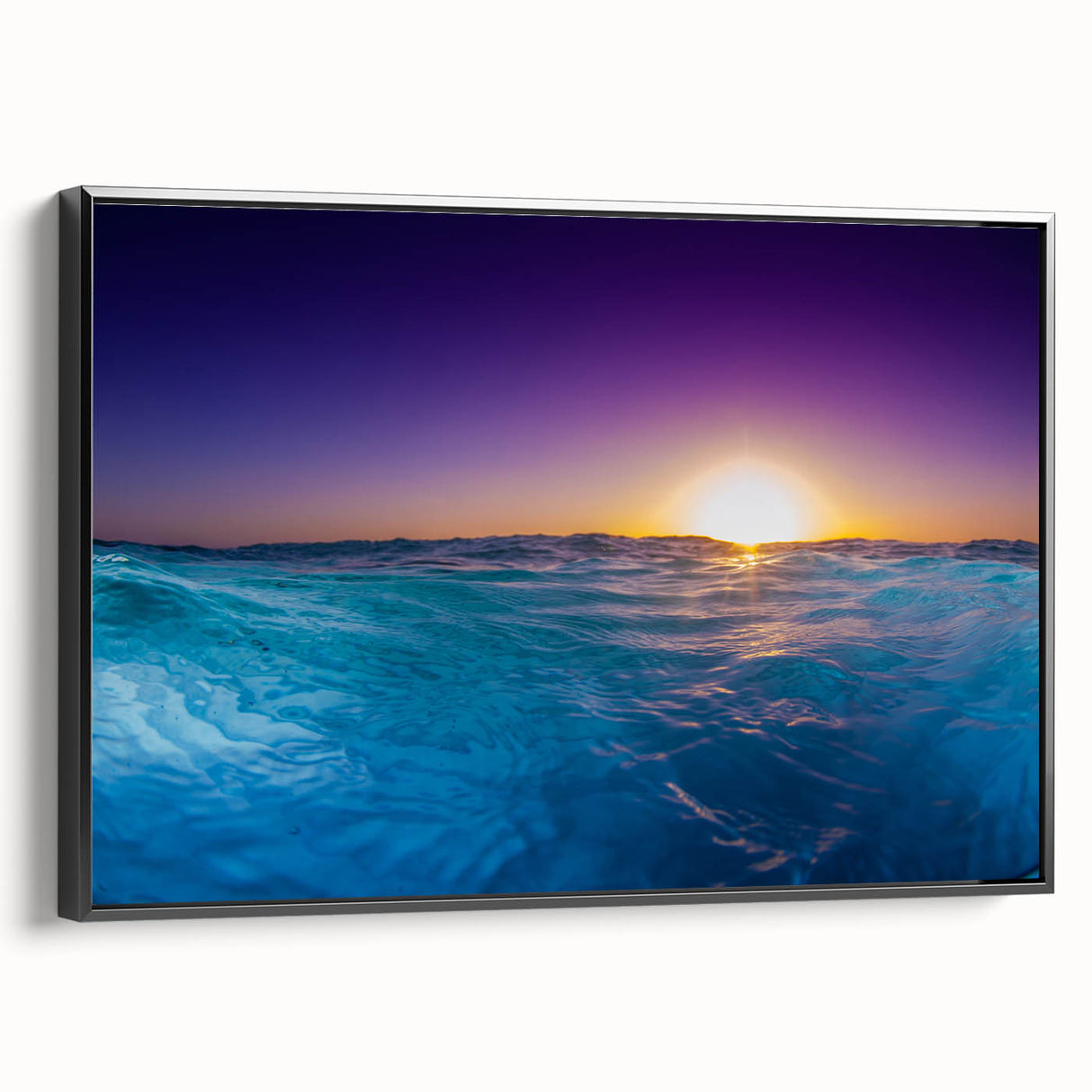 Black and white framed canvas of a vintage Caribbean landscape, ideal for bedroom wall decor.
