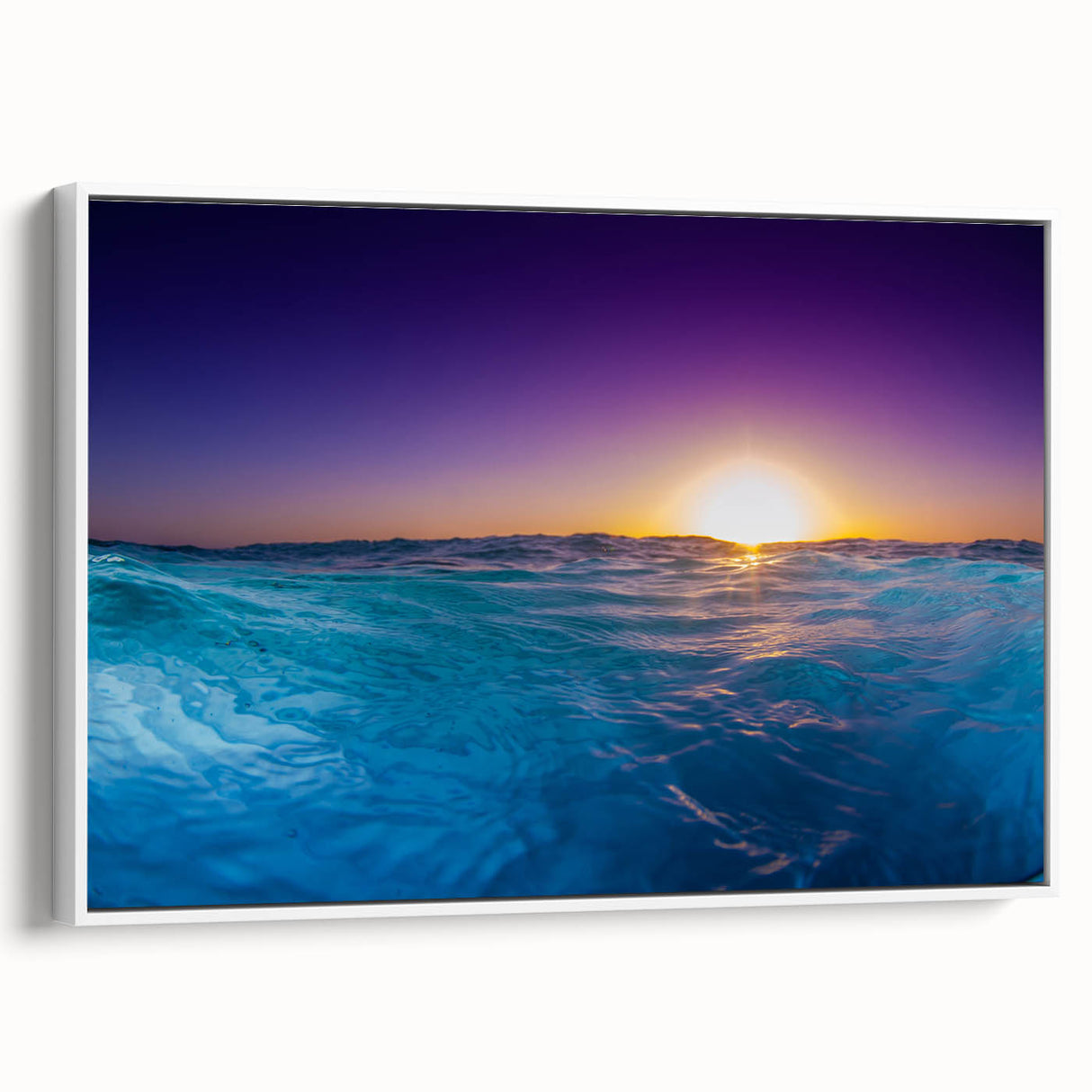 Framed canvas of a vintage poster art depicting a colorful Caribbean scenery, ideal for living room decor.