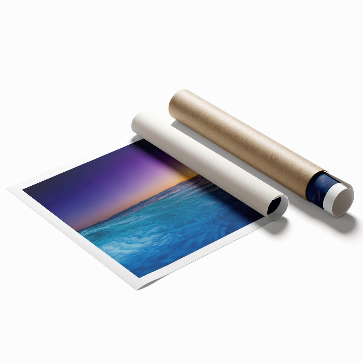 Extra large rolled print featuring a serene Caribbean scenery with vivid blue and green tones.