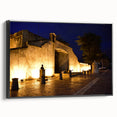 Black and white framed canvas featuring a vintage-style Caribbean landscape, ideal for bedroom wall decor.