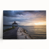 Black and white photograph of a Caribbean beach on large stretched canvas, ideal for kitchen wall art.