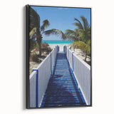 Black and white framed canvas of a vintage Martinique landscape, ideal for bedroom wall art.