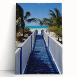 Black and white photo of Caribbean Martinique scenery on stretched canvas, ideal for kitchen wall art.