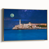 Framed canvas wall art depicting a vintage-style Puerto Rican landscape in muted gold and black tones.