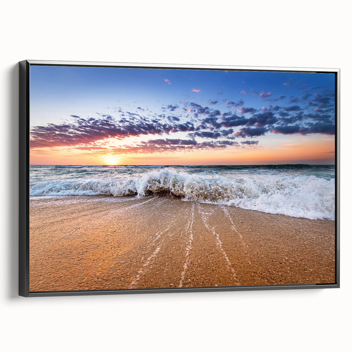 Black and white framed canvas of Saint Lucia landscape, ideal for bedroom wall decor.