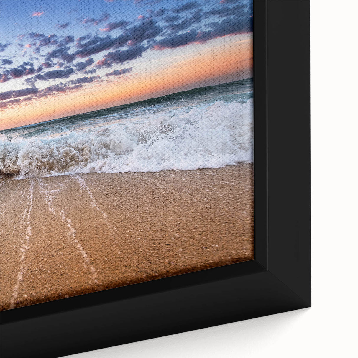 Extra large framed canvas depicting a textured black wall art scene of Saint Lucia with vibrant, colorful accents.