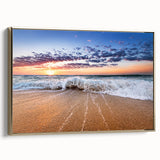 Framed canvas featuring a vintage-style landscape painting of Saint Lucia with lush greenery and ocean views.