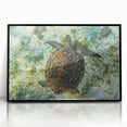 Large abstract wall art depicting a Caribbean scene in muted blue and green tones on a framed acrylic.
