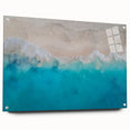 Large abstract wall art of a Caribbean scenery on acrylic glass, with vibrant blue and green tones.
