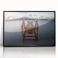 Large abstract wall art depicting the Caribbean Virgin Islands in muted blue and green tones, framed in black acrylic.