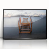 Large abstract wall art depicting the Caribbean Virgin Islands in muted blue and green tones, framed in black acrylic.