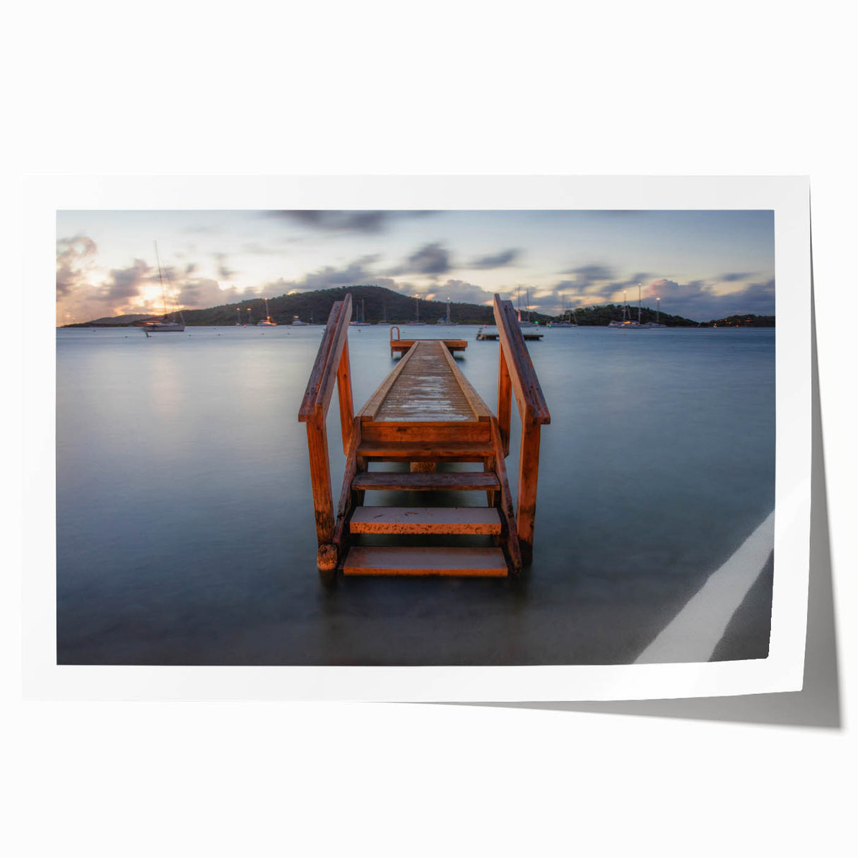 Extra large rolled print depicting Caribbean Virgin Islands with vibrant blue sea and lush greenery.