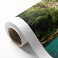 Art Deco poster of a Costa Rican landscape in pastel shades on rolled canvas, ideal for nursery wall art.