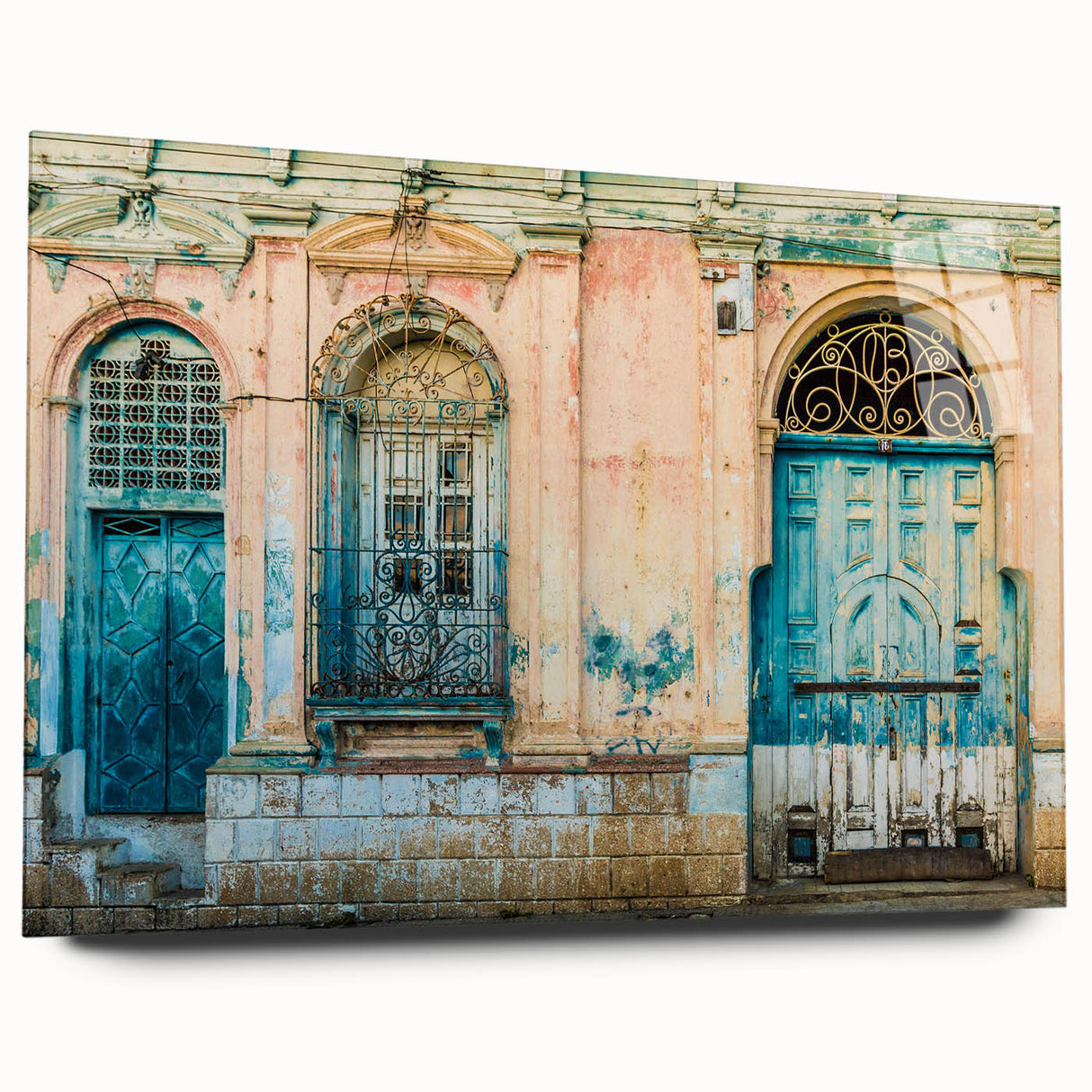 Large abstract acrylic print of a Central American scenery in soft earth tones, ideal for bedroom or dining room art.