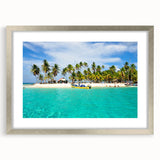 Textured abstract art print of Central American scenery in muted earth tones, framed in silver, ideal for bedroom decor.