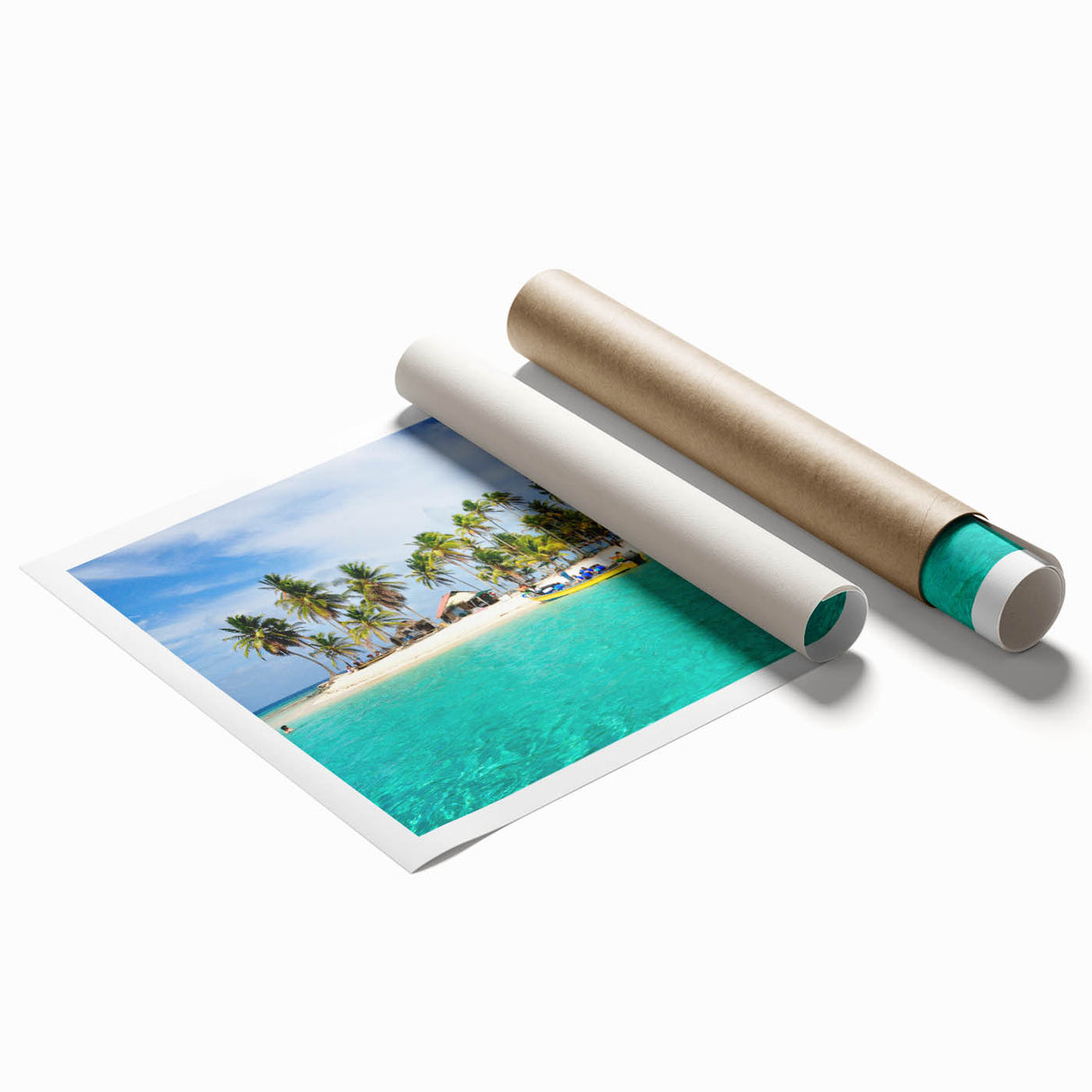 Large rolled print featuring a vibrant floral scene in Panama, ideal for classy bathroom wall art.
